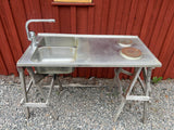 Rostfri diskbänk 120 cm